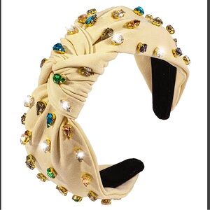 NWT‎ tan headband with multicolored rhinestone detail